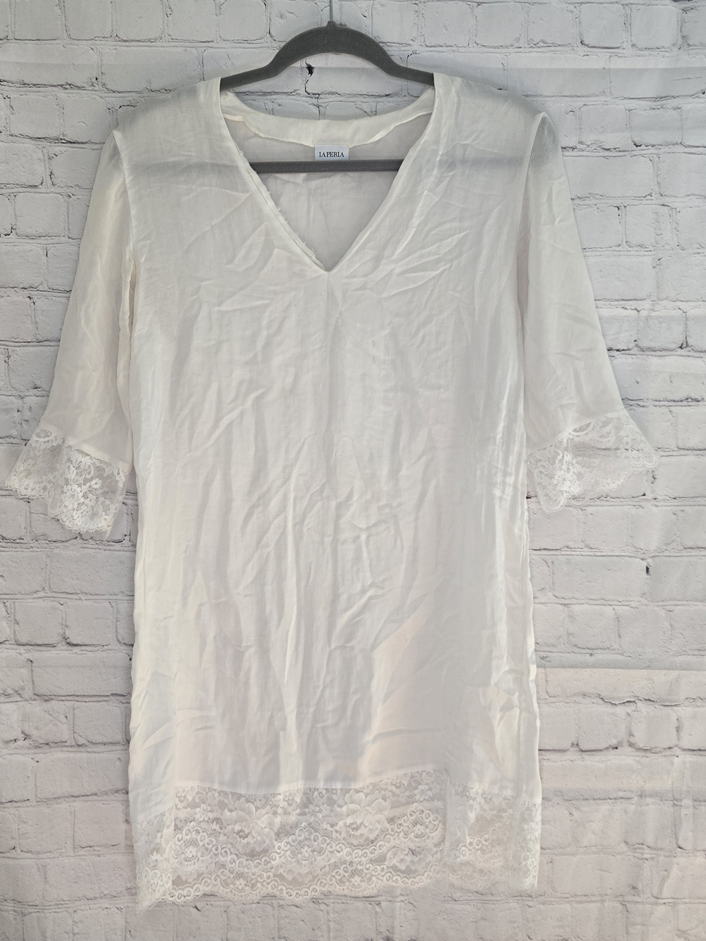 La Perla Cotton Silk Lace Trim Sleep Dress Tunic Sz XS
